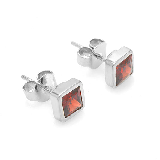 Silver and Garnet Studs