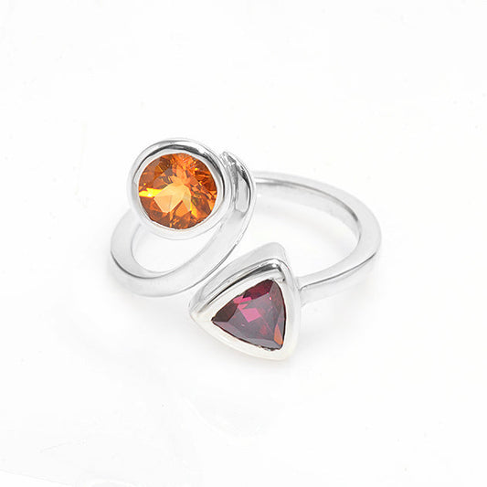 Silver, Garnet and Citrine Ring