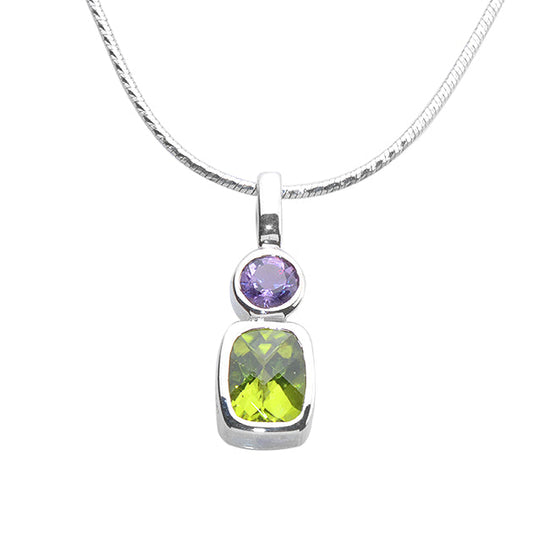 Silver, Amethyst and Peridot S. Begermi Pendant