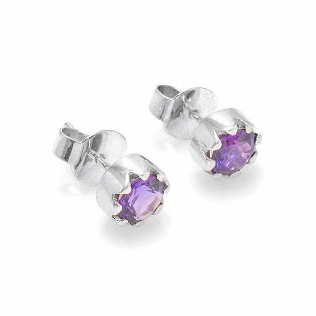 Silver and Amethyst Studs