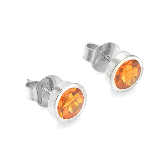 Golden Radiance: 925 Silver and Natural Citrine Stud Earrings