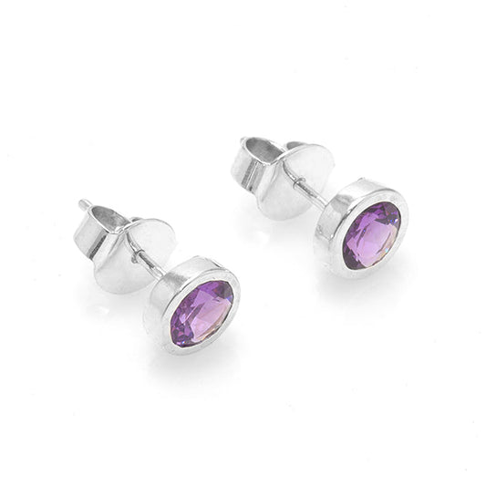 Silver and Amethyst Studs