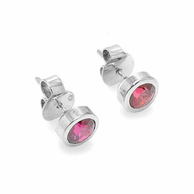 Silver and Rubellite Studs
