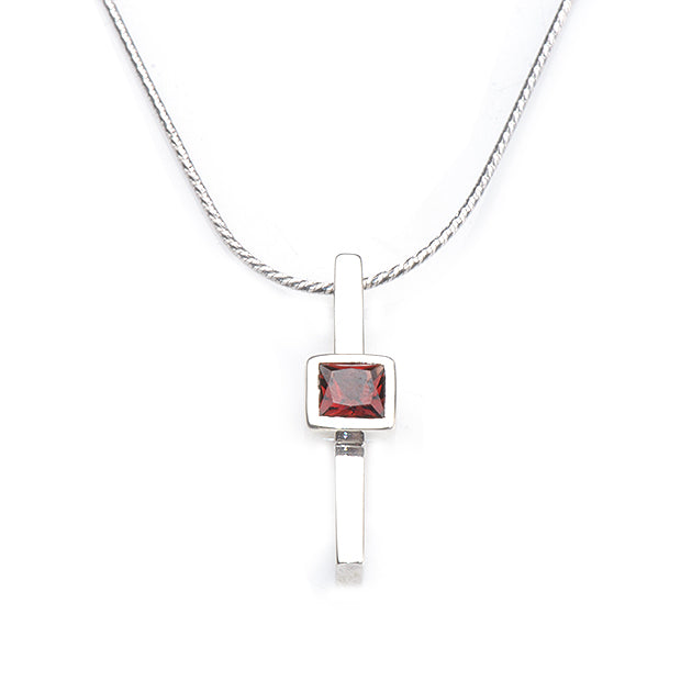 Silver and Garnet S. Begermi Pendant