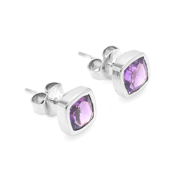 Silver and Amethyst Studs