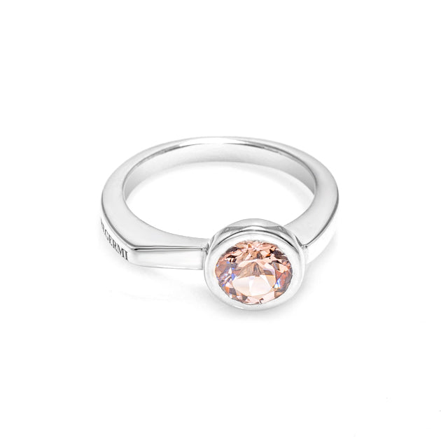 Elegant Serenity: 925 Sterling Silver and Morganite S. Begermi Ring