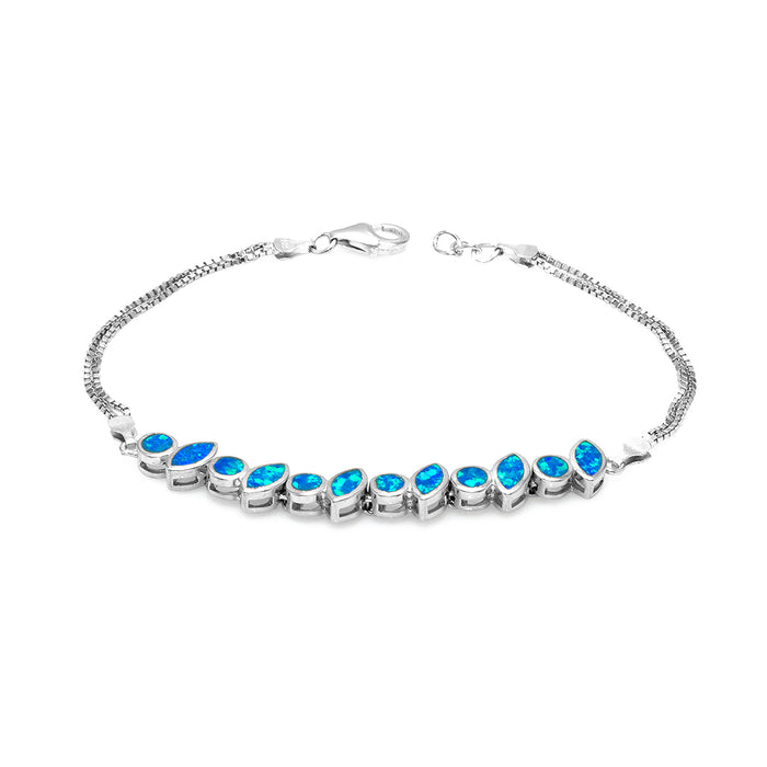 Silver Bracelet with Manmade Opal