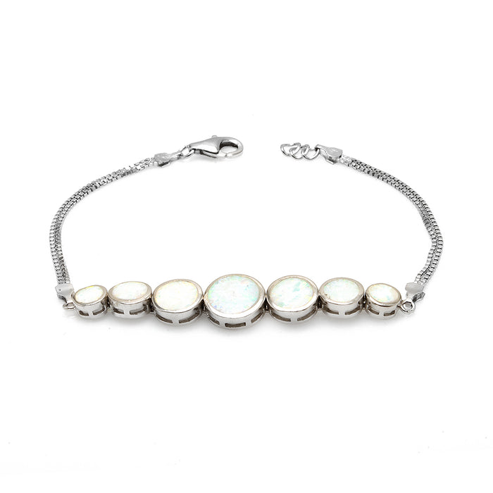 Silver Bracelet with White Opal