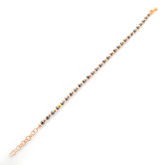 Grey and Rose Gold Plated Silver Bracelet