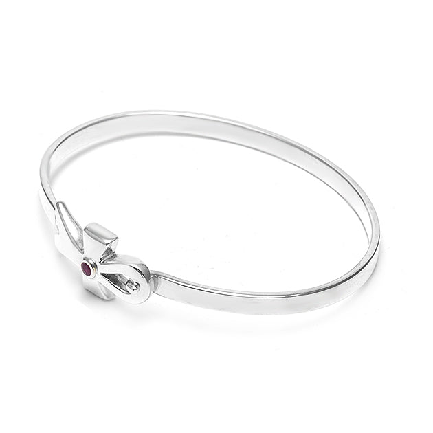 Silver and Ruby Key of Life Bracelet