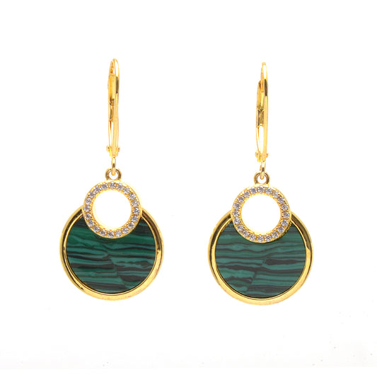 Synthetic Malachite Earrings by Roberto Bravo