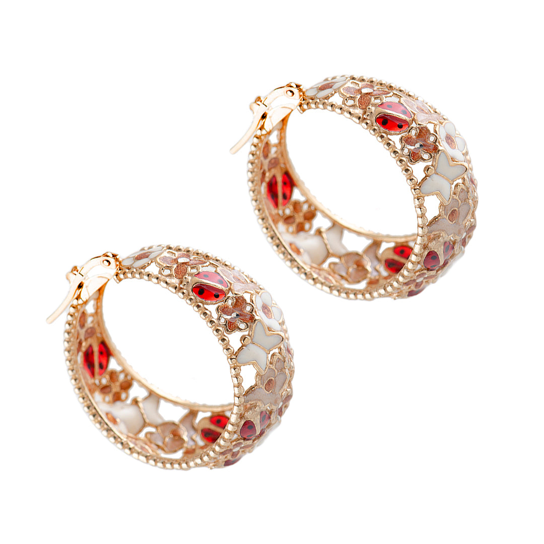 Gold Plated Earrings with Flowers