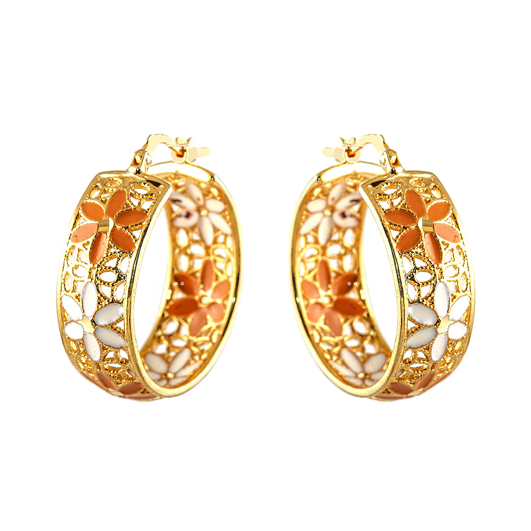 Gold Plated Earrings with Flowers