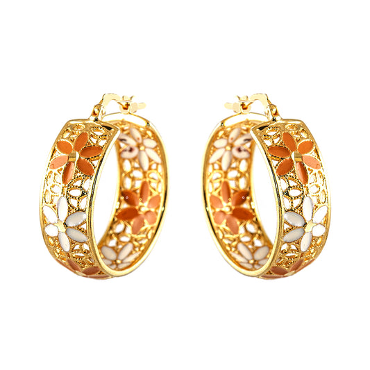 Gold Plated Earrings with Flowers