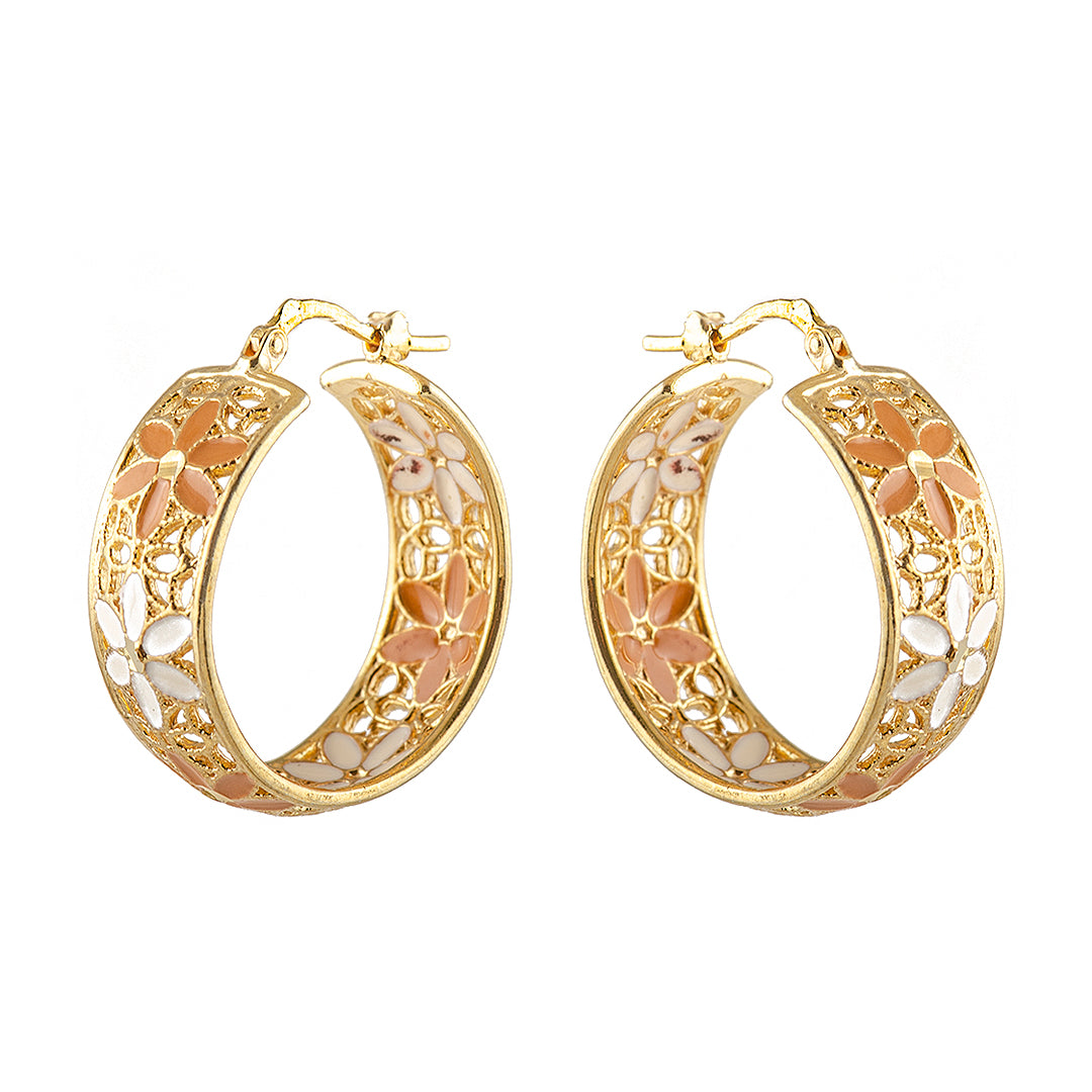 Gold Plated Earrings with Flowers