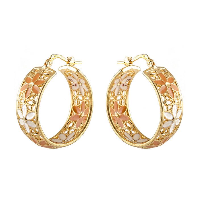 Gold Plated Earrings with Flowers