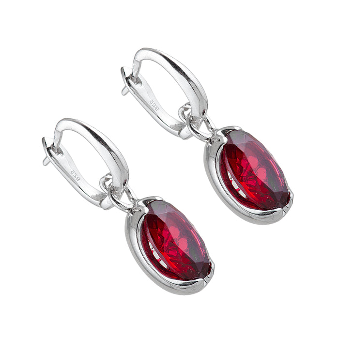 Silver Earrings with Man Made Colored Stone