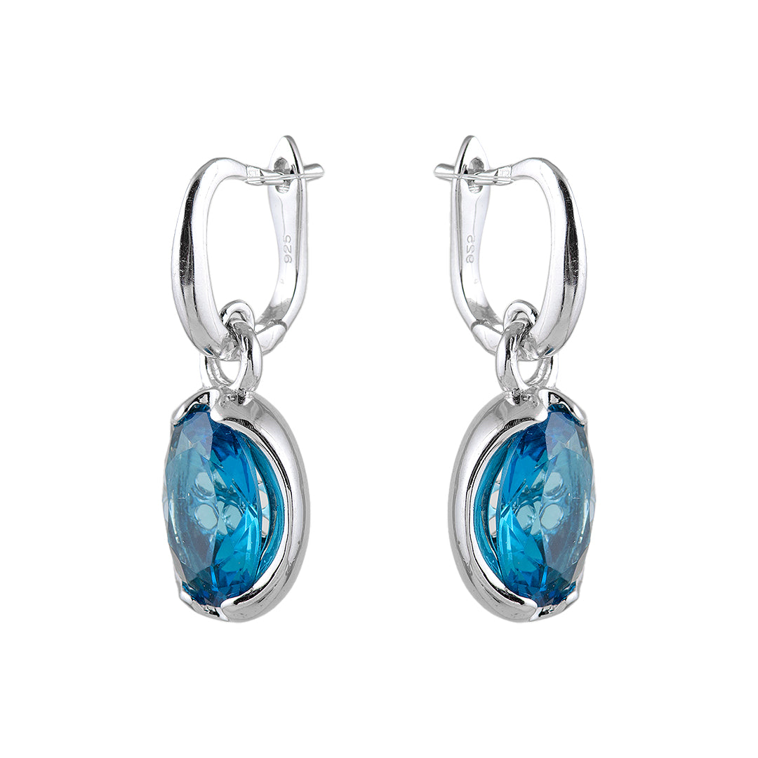 Silver Earrings with Man Made Colored Stone