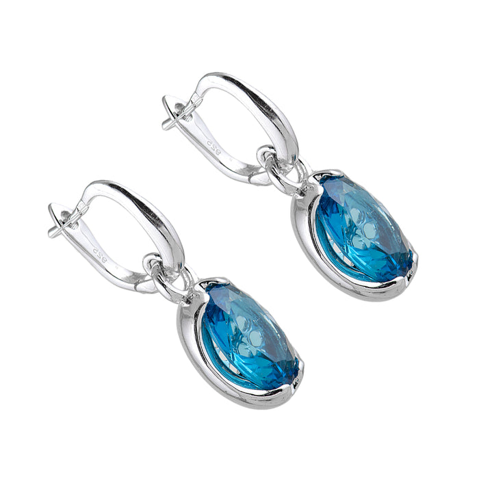 Silver Earrings with Man Made Colored Stone