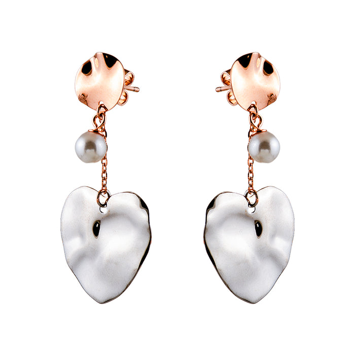 Heart Shaped Mother of Pearl Earrings