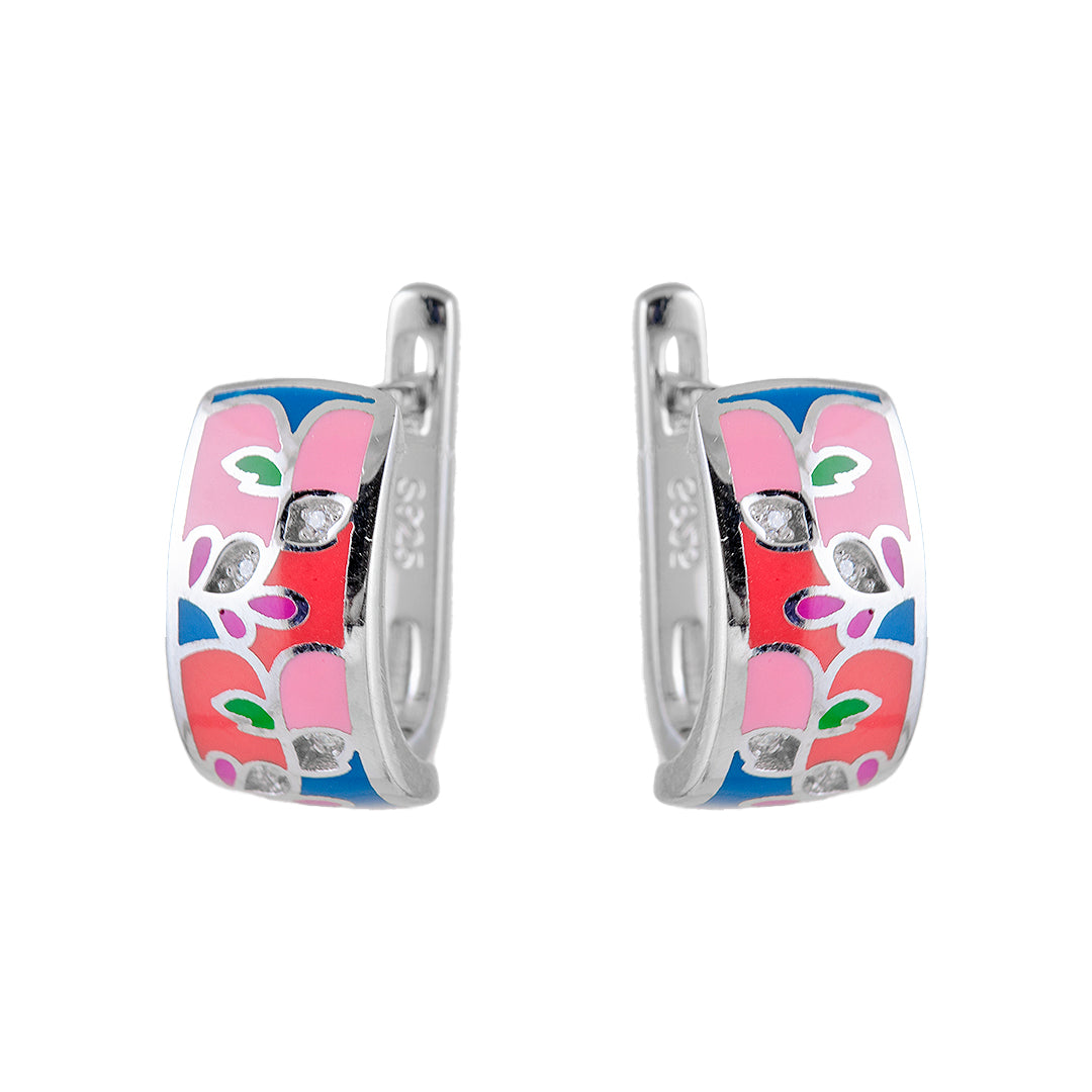 Pink Earrings with Flowers