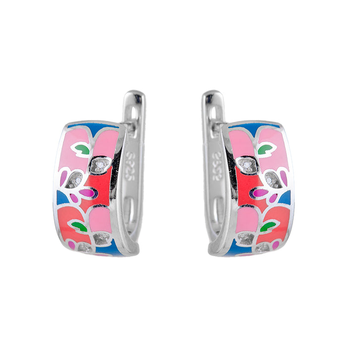 Pink Earrings with Flowers