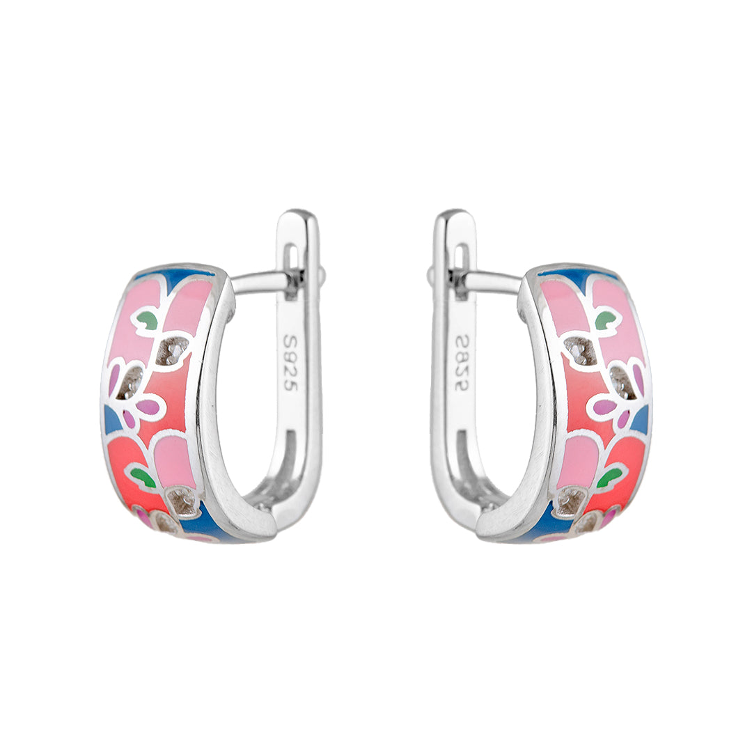 Pink Earrings with Flowers