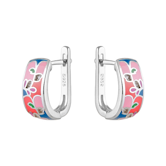 Pink Earrings with Flowers