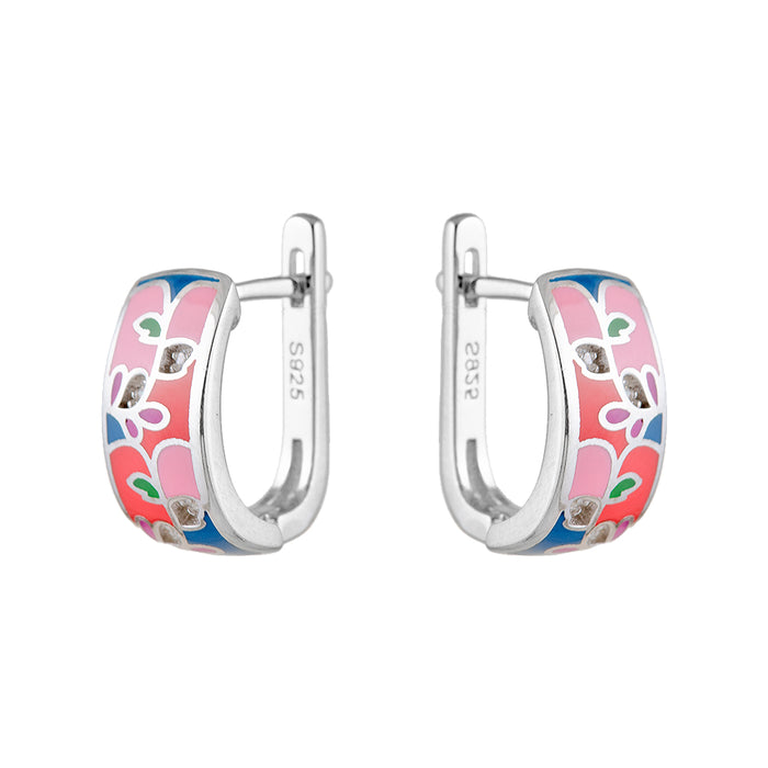 Pink Earrings with Flowers