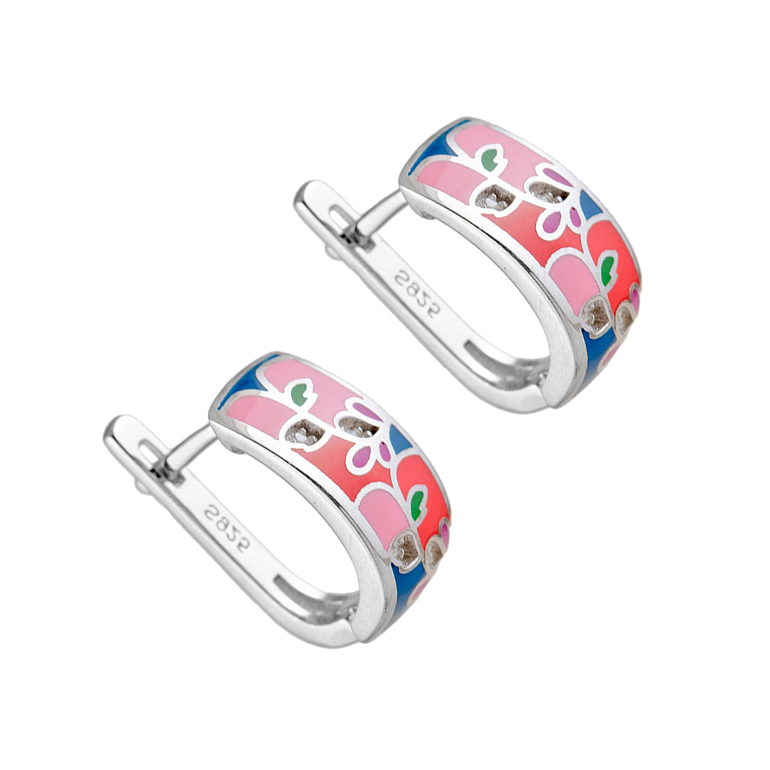 Pink Earrings with Flowers