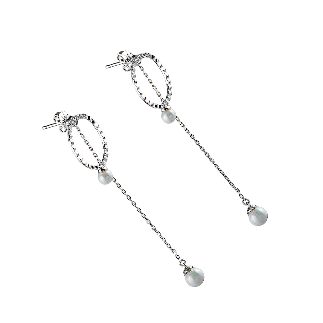 Pearl Silver Earrings with Crystals