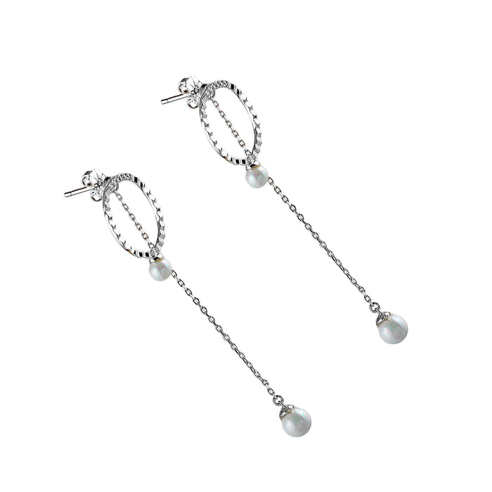 Pearl Silver Earrings with Crystals