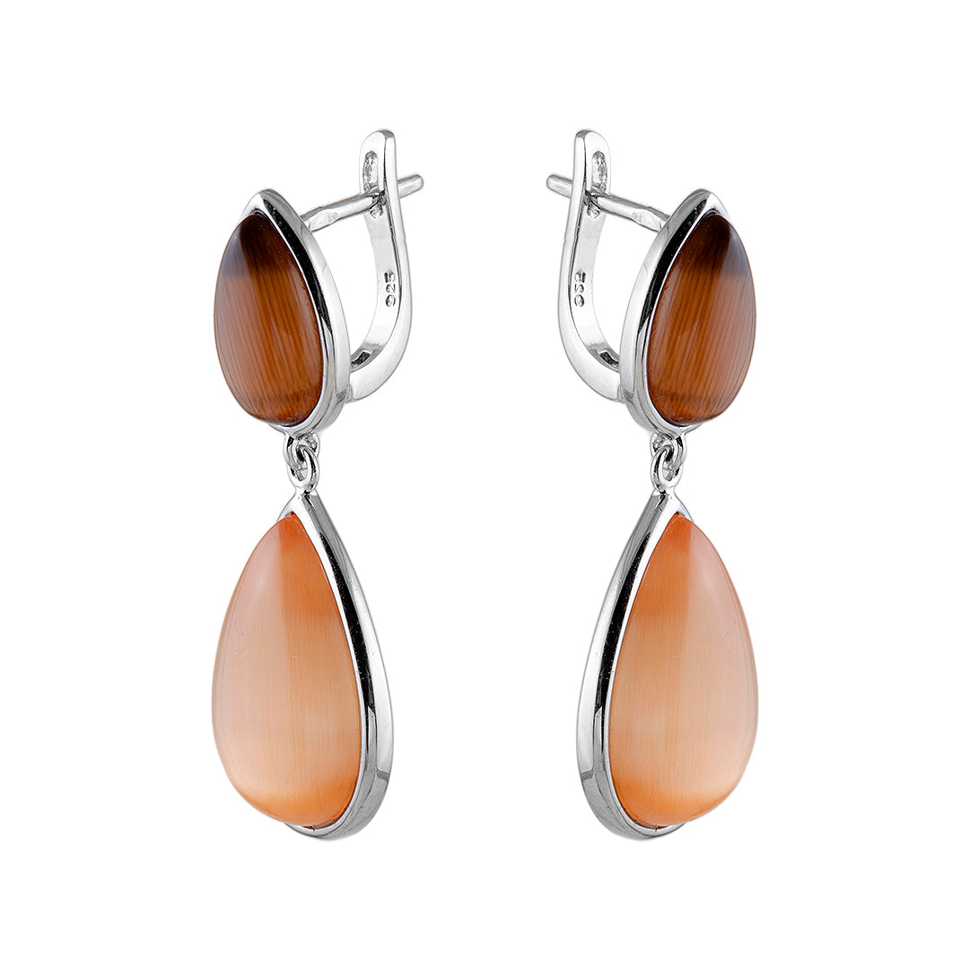 Luminous Charm: 925 Sterling Silver Cat’s Eye Earrings