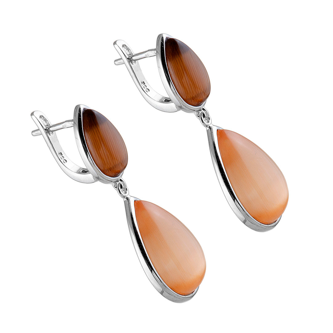 Luminous Charm: 925 Sterling Silver Cat’s Eye Earrings