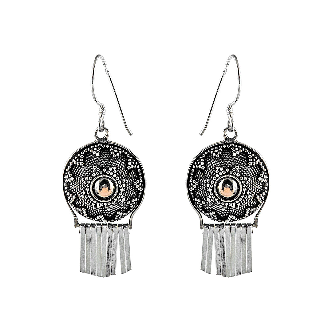 Silver Earrings with Gold Plated Center