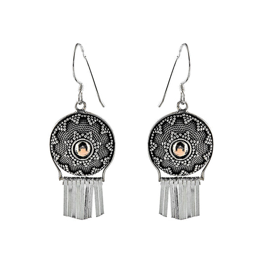 Silver Earrings with Gold Plated Center