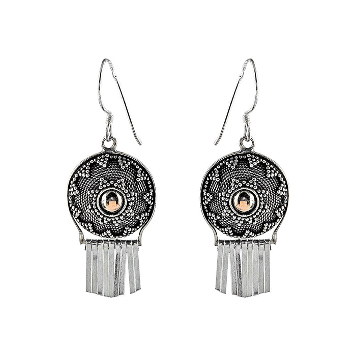 Silver Earrings with Gold Plated Center