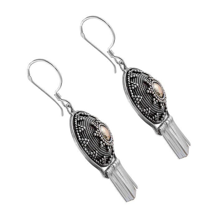 Silver Earrings with Gold Plated Center