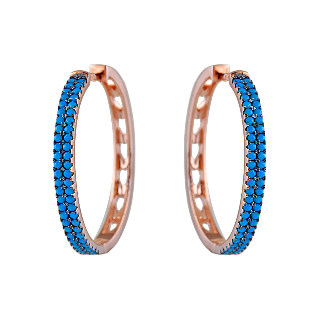 Gold Plated Hoops with Blue Crystals