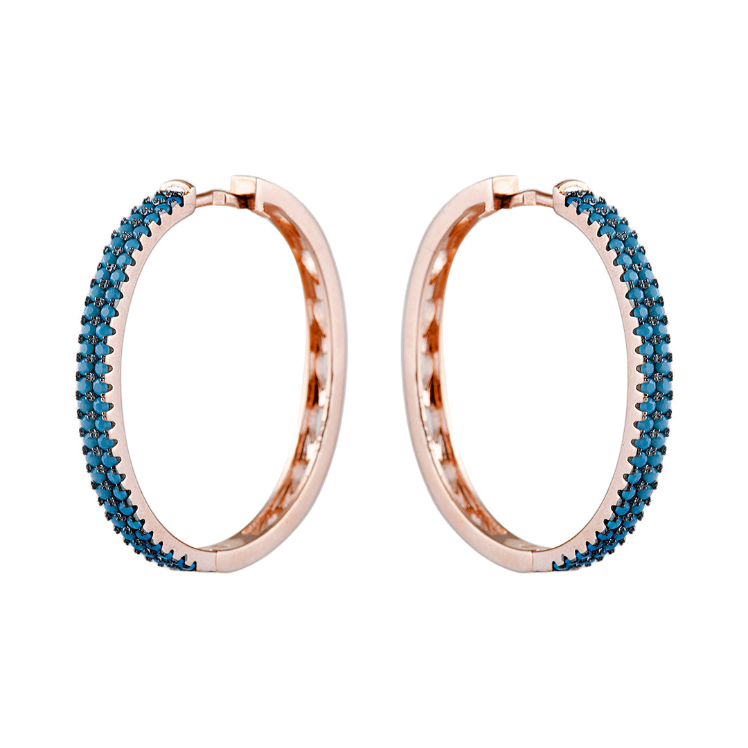 Gold Plated Hoops with Blue Crystals