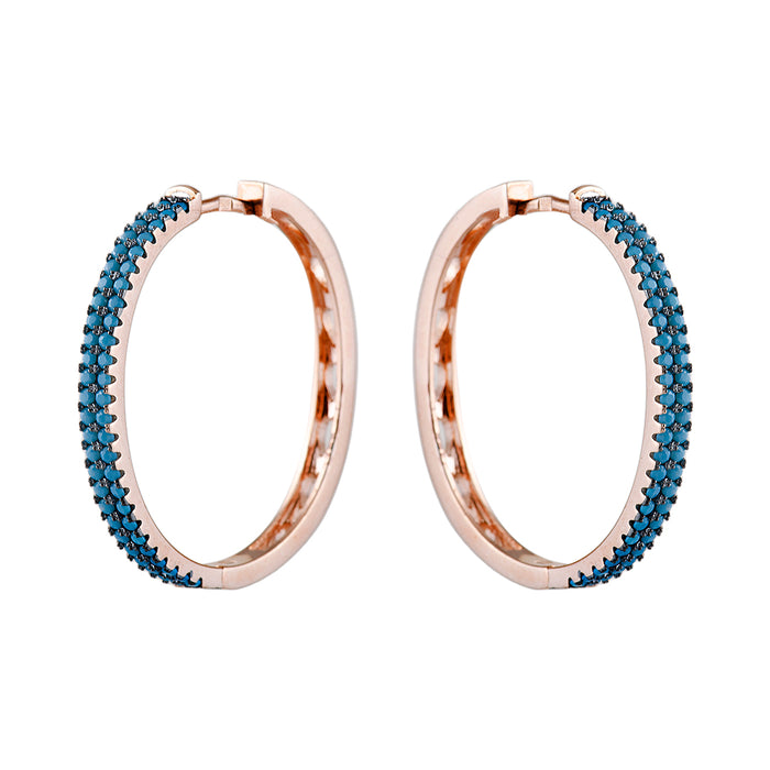 Gold Plated Hoops with Blue Crystals