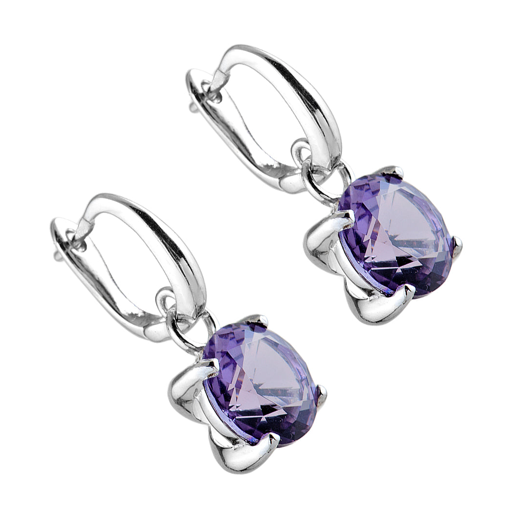 Timeless Charm: 925 Sterling Silver Amethyst Earrings