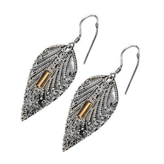 Leaf Shaped Silver Earrings