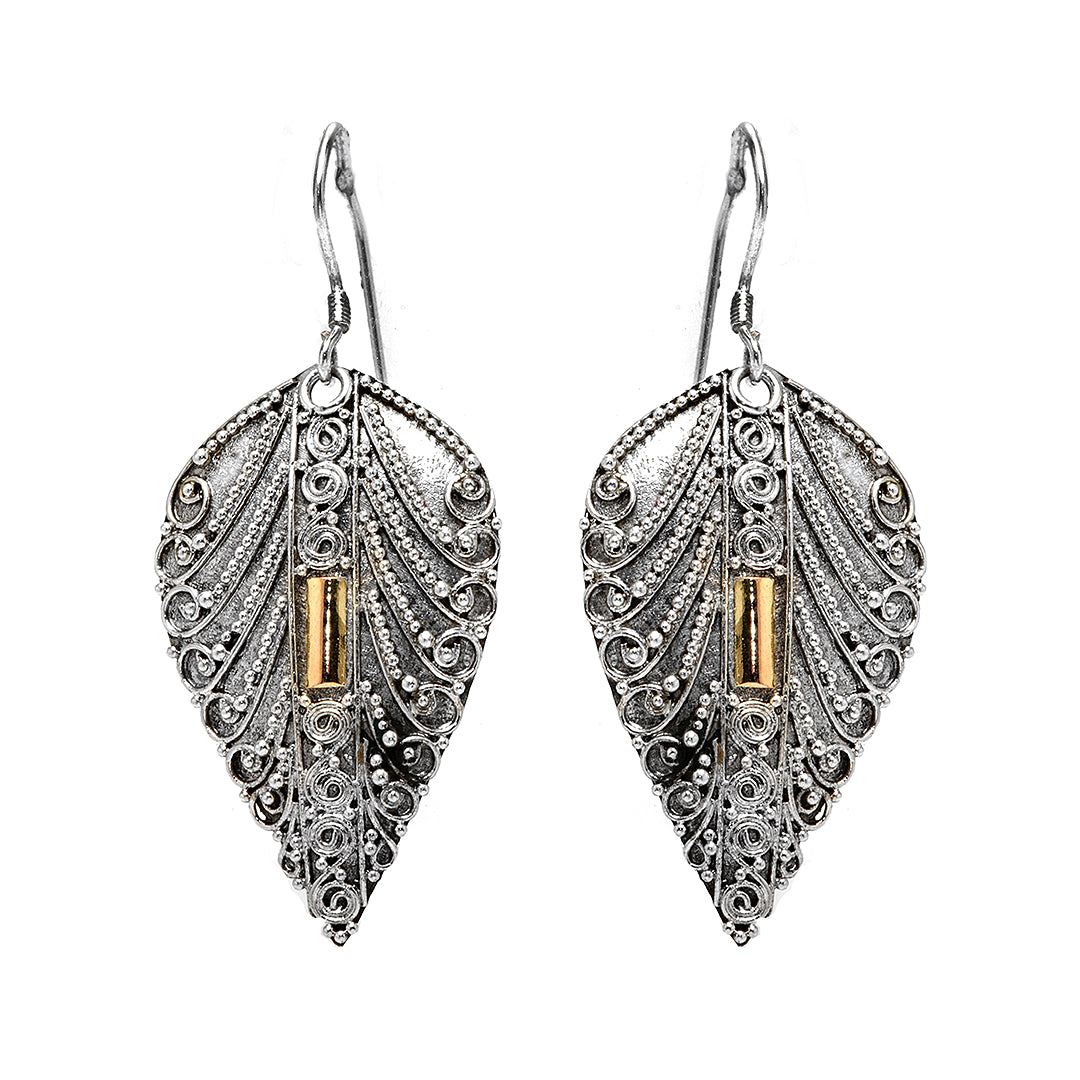 Leaf Shaped Silver Earrings