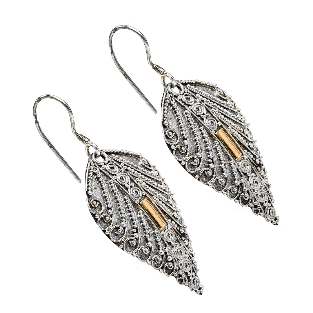 Leaf Shaped Silver Earrings