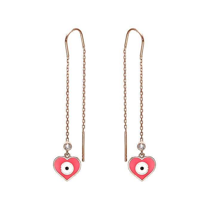 Pink Heart with Eye Gold Plated Earrings