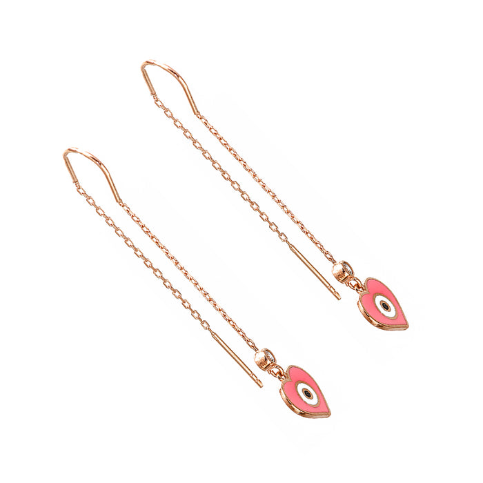 Pink Heart with Eye Gold Plated Earrings
