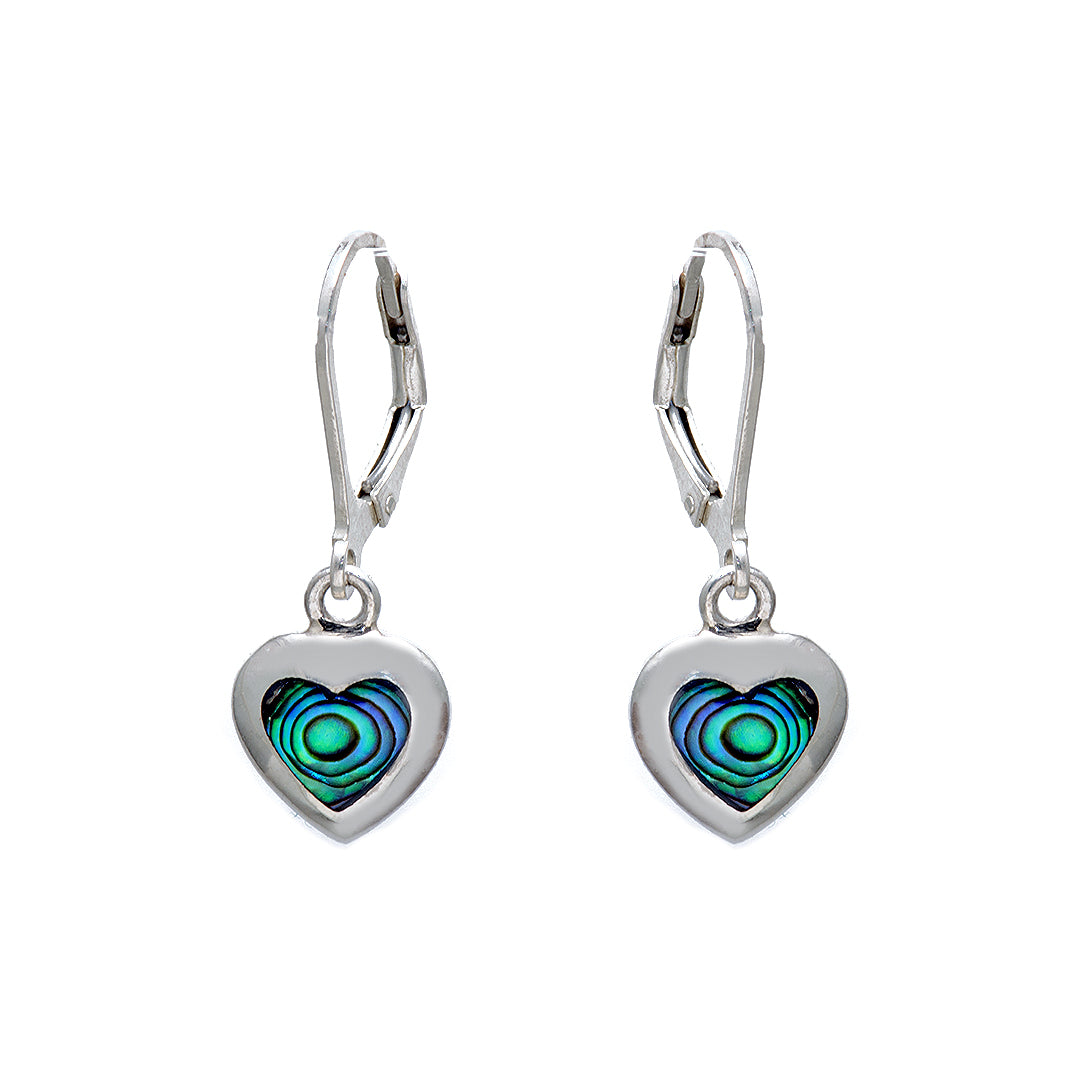 Heart Shaped Silver Earrings with Colorful Man Made Stones