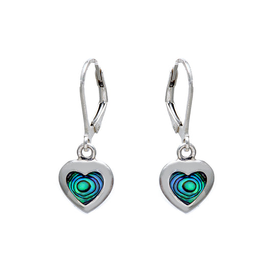 Heart Shaped Silver Earrings with Colorful Man Made Stones