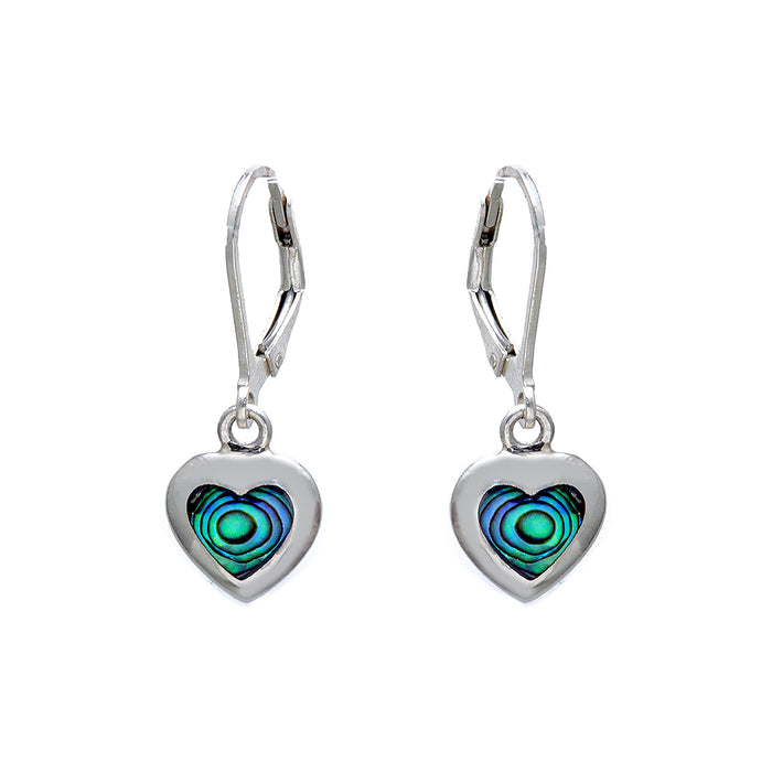 Heart Shaped Silver Earrings with Colorful Man Made Stones